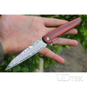 Free wolf sanctioner Damascus folding knife natural blood sandalwood handle UD2105498 